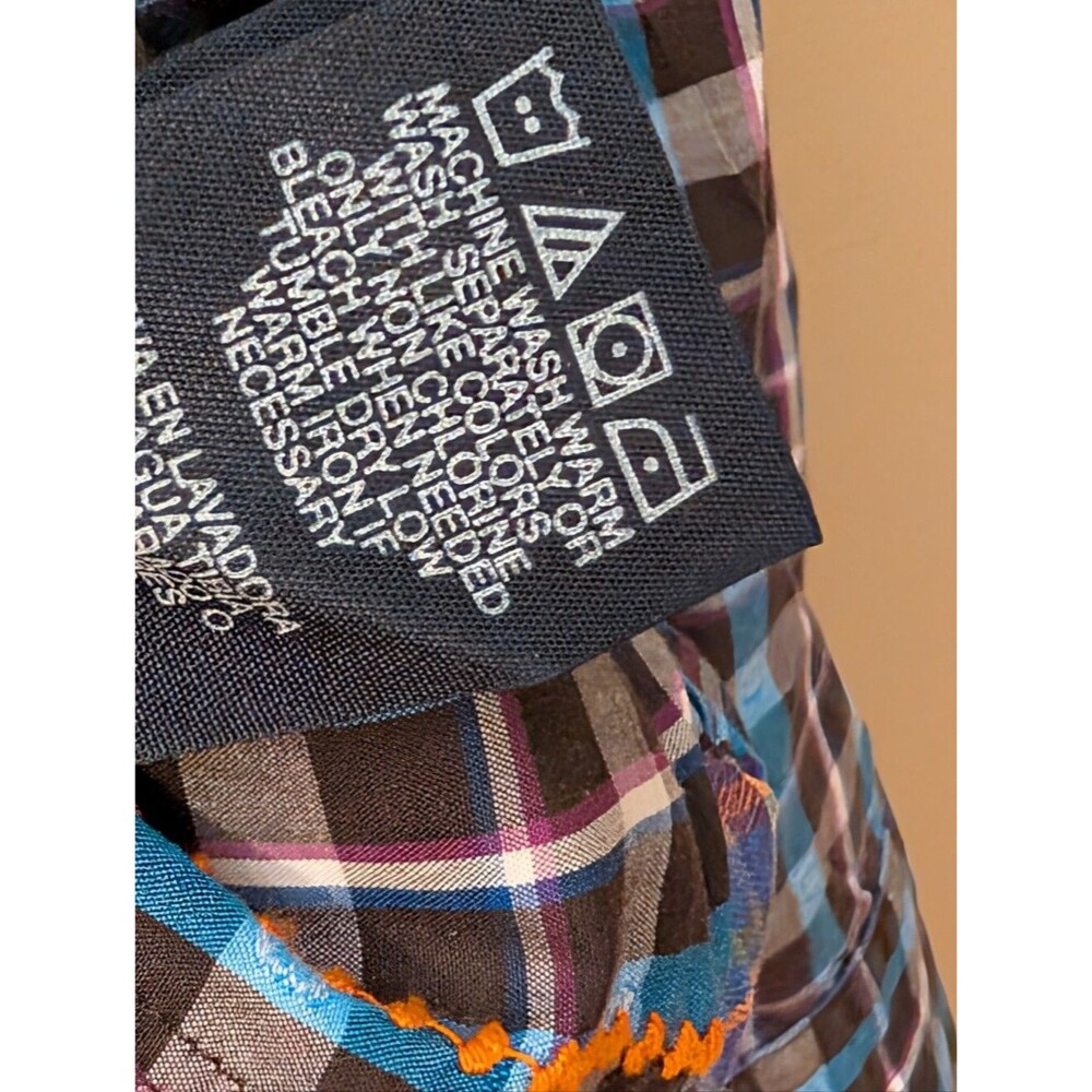 Robert Graham The Freshly Laundered Shirt Blue Black Orange Plaid size XL cotton - Picture 5 of 9